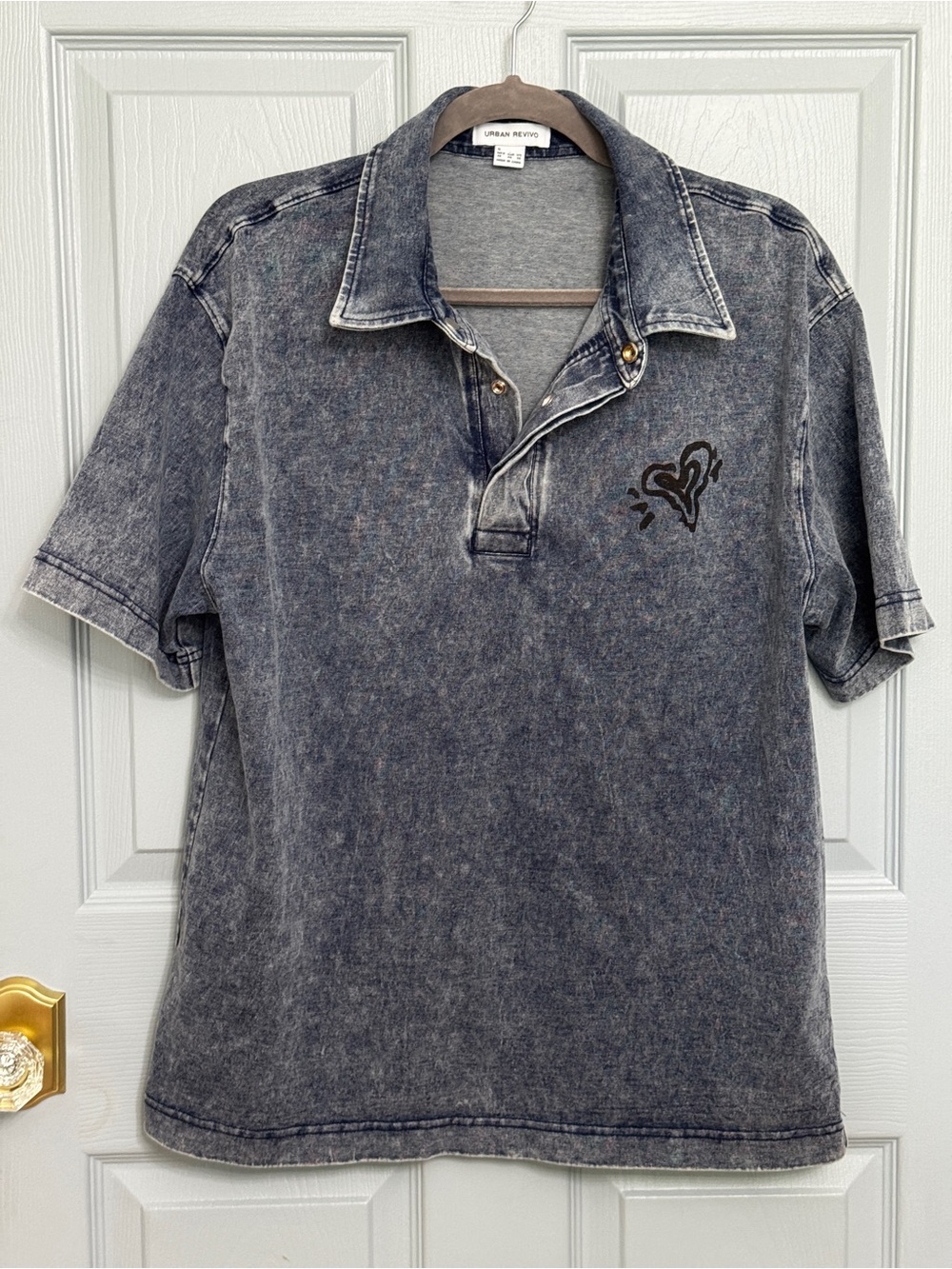 Urban Revivo‎ Denim Knit Shirt Small 36 Free Range Acid Wash